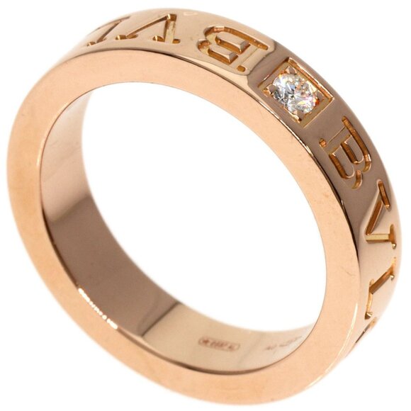 BVLGARI Double 1P Diamond Ring 18K Yellow Gold Size 4 - Picture 1 of 9